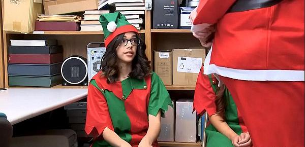  Perv Santa Claus Fucking Two Cute Elfs At His Office - Teenrobbers.com